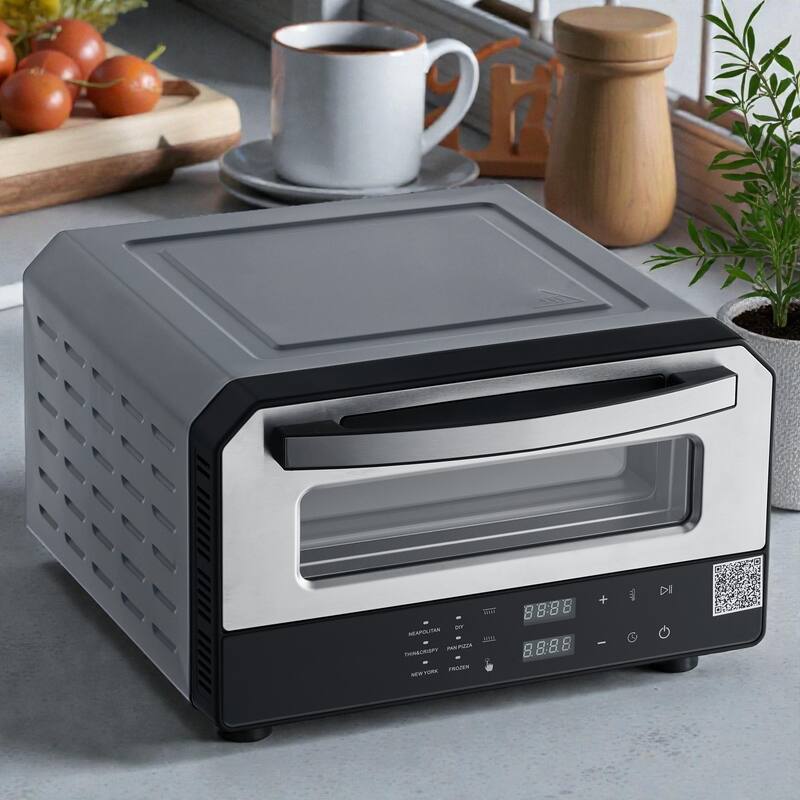 12 Inch Electric Pizza Oven with Pizza Stone, 750℉ High Temp Pizza Maker, Dual Heat Control, 5 Presets