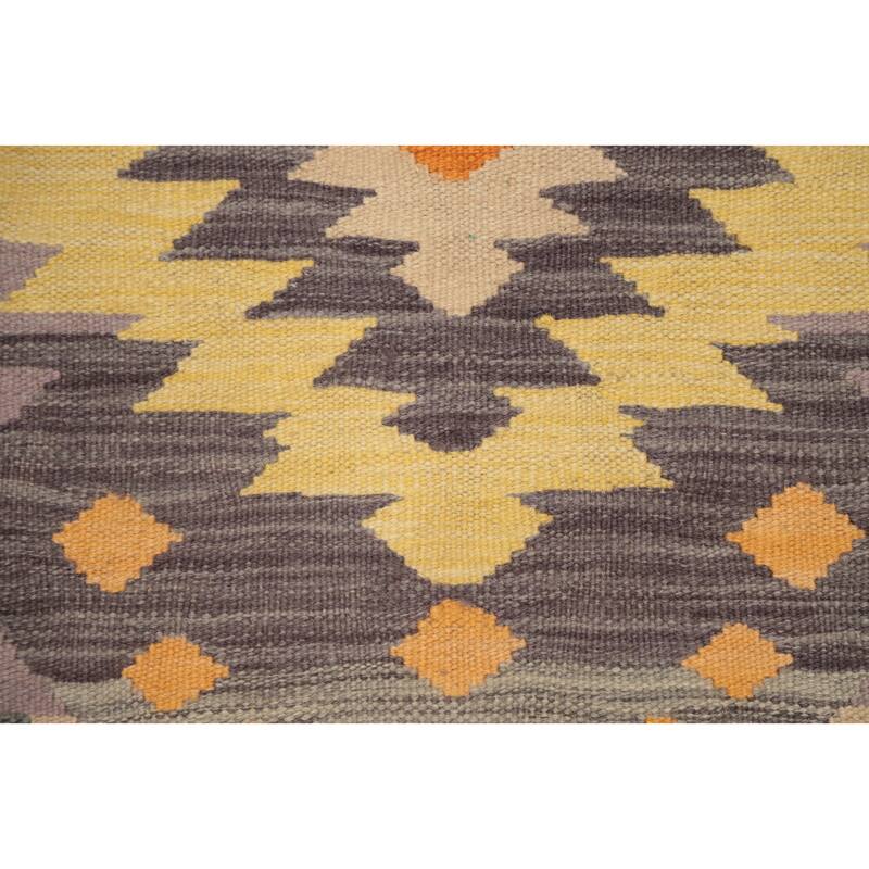 Hand Woven Oriental 100% Wool Carpet Southwestern Tribal Purples Kilim Area Rug - 4' 10'' X 3' 2''