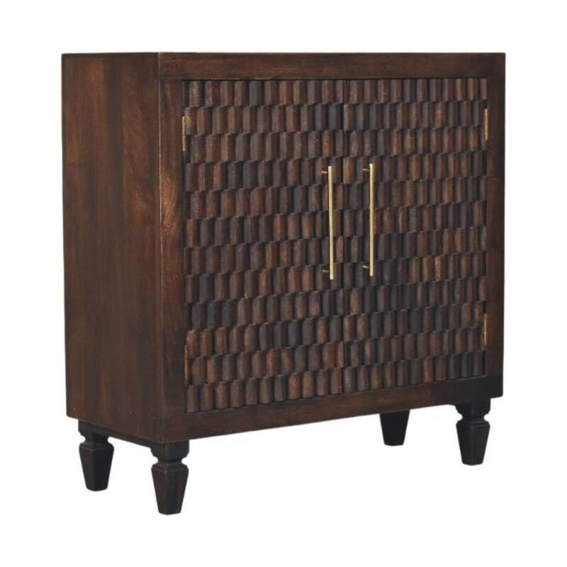 Artisan Furniture Solid Wood Vesta Textured Cabinet, Brown, 2-Doors