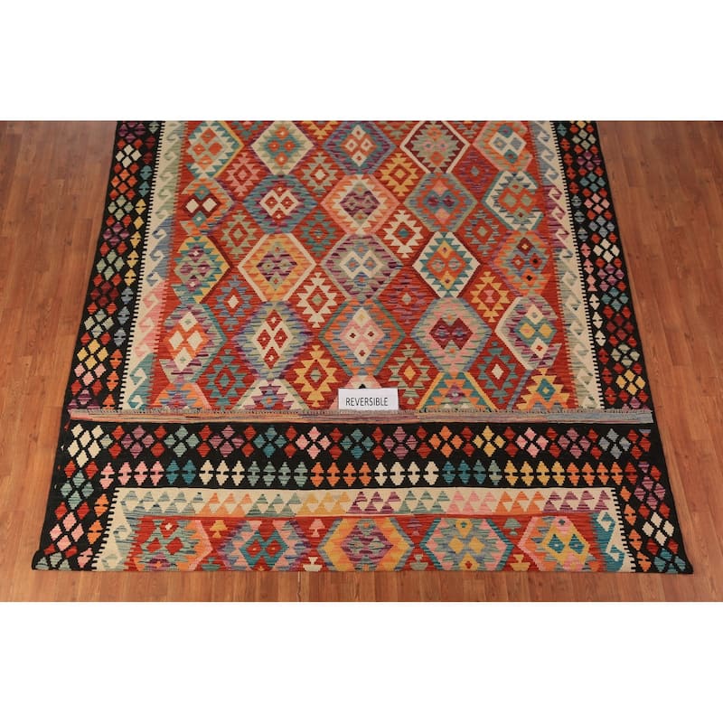 South Western Style Kilim Oriental Area Rug Hand-Woven Wool Carpet - 8'2"x 11'5"