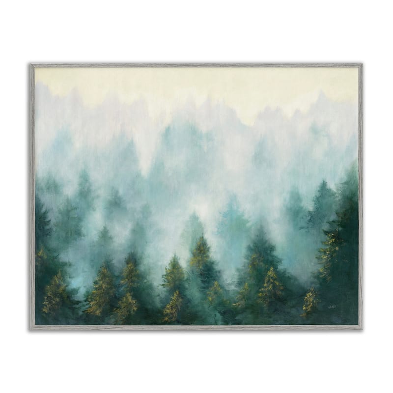 Stupell Abstract Pine Forest Landscape with Mist Green Painting Framed Giclee Texturized Art by Julia Purinton
