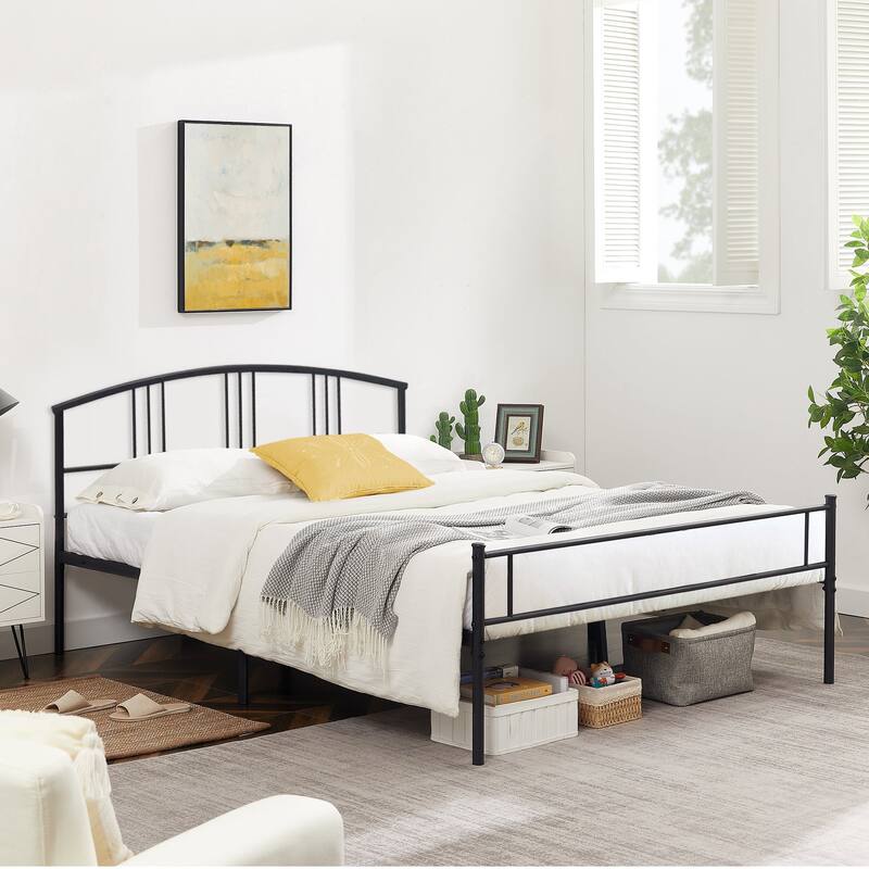 VECELO Bed Frame with Headboard & Metal Slat,Easy Set up- Twin/Full/QueenSize Bed - Black - Full