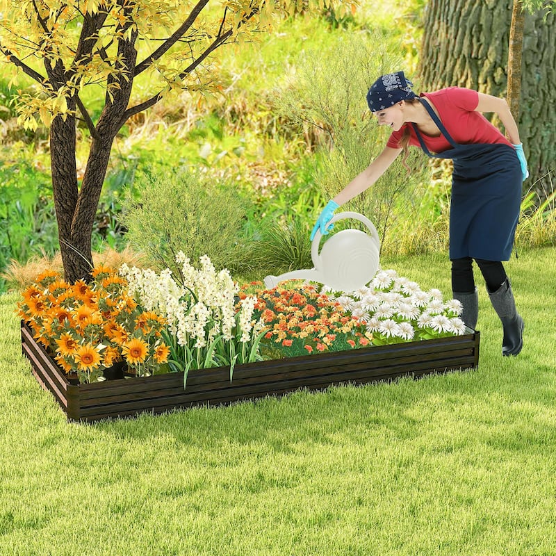 Gymax 8 x 4 x 1 ft Large Outdoor Metal Planter Box for Vegetable Fruit