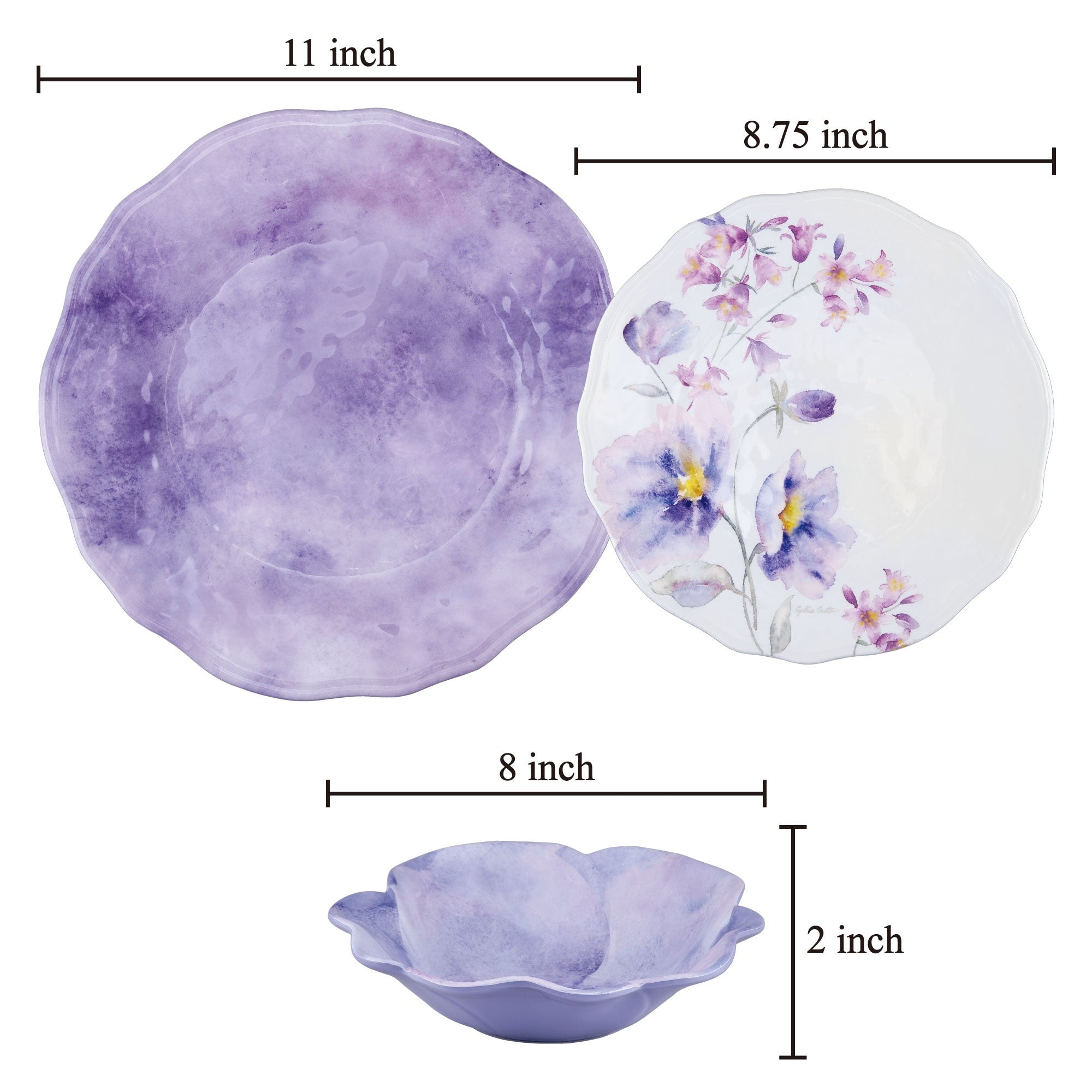 UPware 12-Piece Melamine Dinnerware Set, Includes Dinner Plates