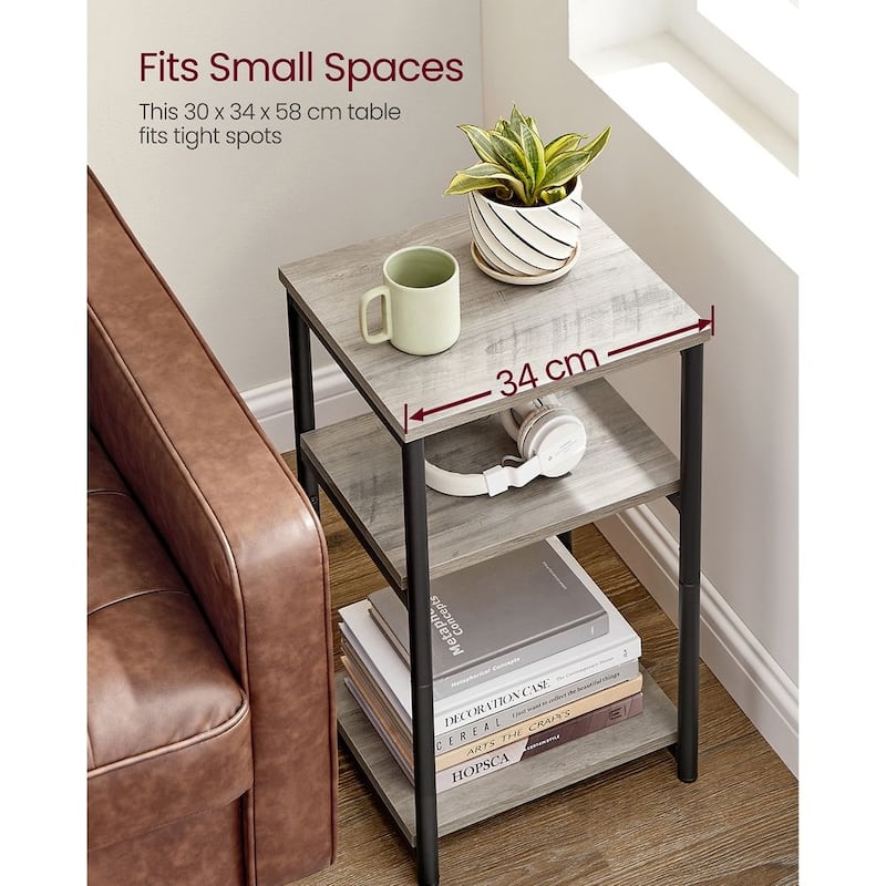 Wood Modern Small End Table with Storage Shelf - 11.8"D x 13.4"W x 22.8"H
