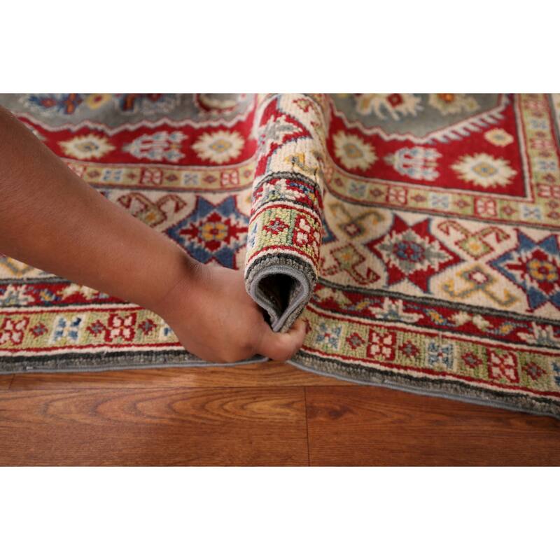 Grey Kazak Oriental Area Rug Handmade Wool Carpet - 4'11" x 6'8"
