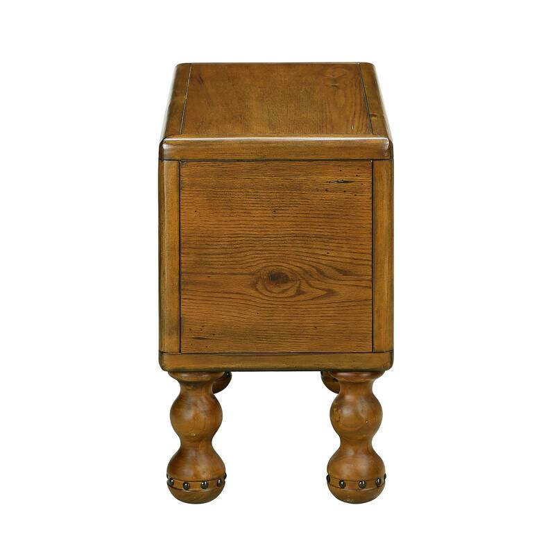 Solid Wood End Table, Rectangle 23.6 inch Narrow Side Table with Drawer, Vintage Bedside