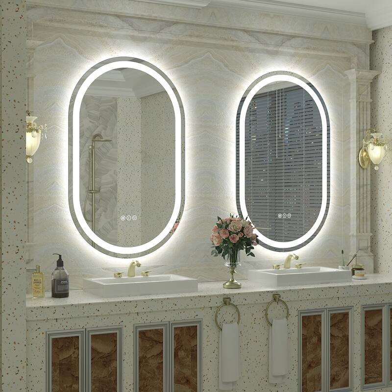 UL Certified Oval LED Lighted Anti-fog Wall Bathroom Vanity Mirror