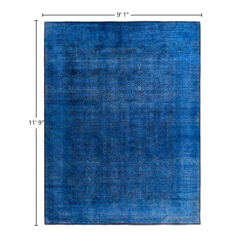 Fine Vibrance One-of-a-Kind Hand-Knotted Area Rug - Blue, 9' 1" x 11' 9" - 9' 1" x 11' 9"