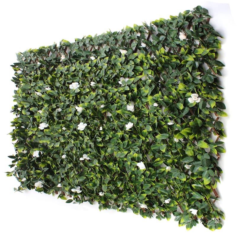 White Rose Rattan leaf Trellis - 20 x 108 - White Rose Rattan leaf - 20 x 108