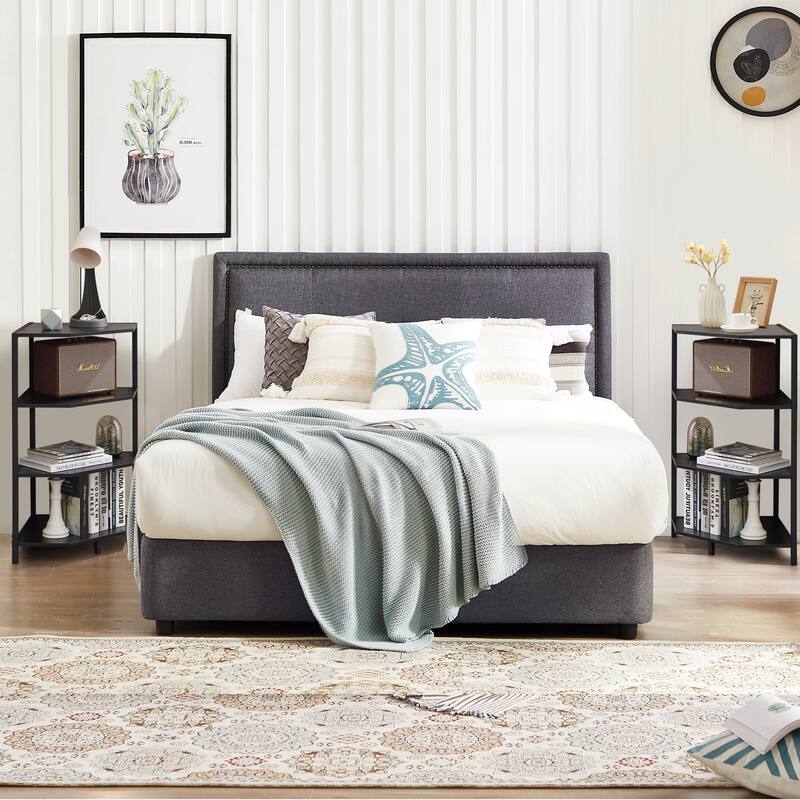 VECELO Modern Nightstands with 4-Tier Shelves Corner Side Table(Set of 2)
