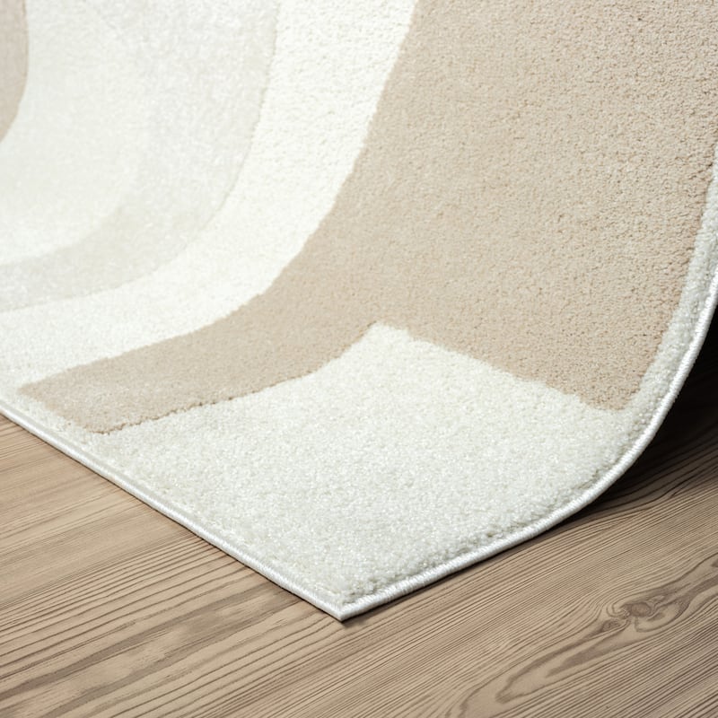 Abani Cozy COZ110A Modern Cream Grey Asymmetric Circle Pattern Neutral Area Rug