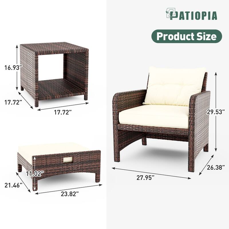 Pamapic 5-Piece Wicker Patio Conversation Set with Ottomans
