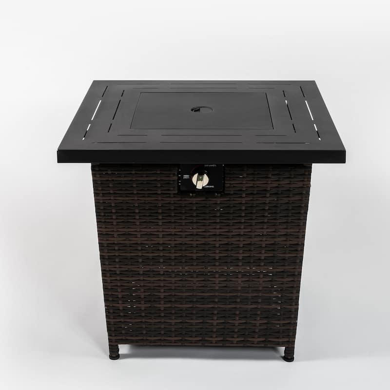 28-inch Wicker Square Fire Pit Table