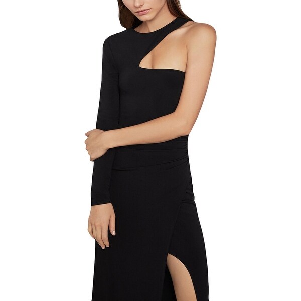 bcbg black one shoulder dress
