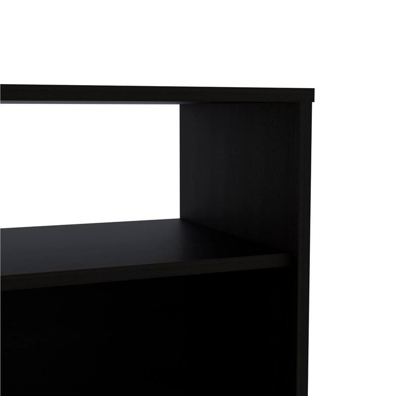 FM Furniture Bristol Nightstand with Cabinet and Open Shelf