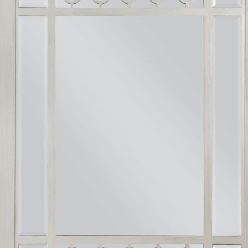 Nic 40 Inch Accent Mirror, Beveled Wood Frame Portrait, Silver