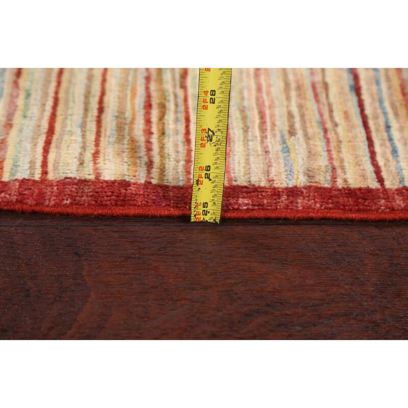 Modern Striped Gabbeh Kashkoli Wool Area Rug Hand-knotted Foyer Carpet - 3'1" x 4'10"