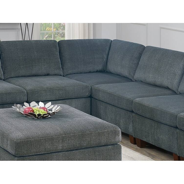 1pc Grey Chenille Modular Corner Wedge Sofa 37x37x35 inches