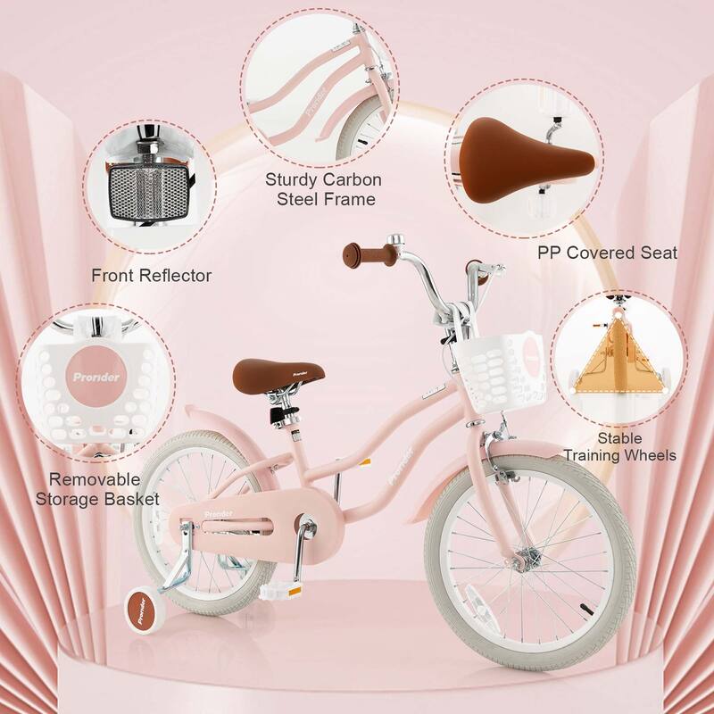 18'' Kids Bike Adjustable Bicycle w/ Training Wheel for 4-8 Years
