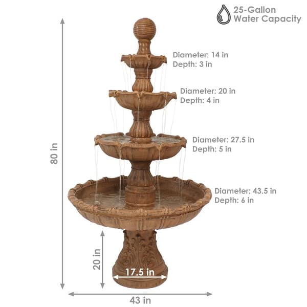 Large Tiered Ball Outdoor Water Fountain Backyard Garden Feature - 80"