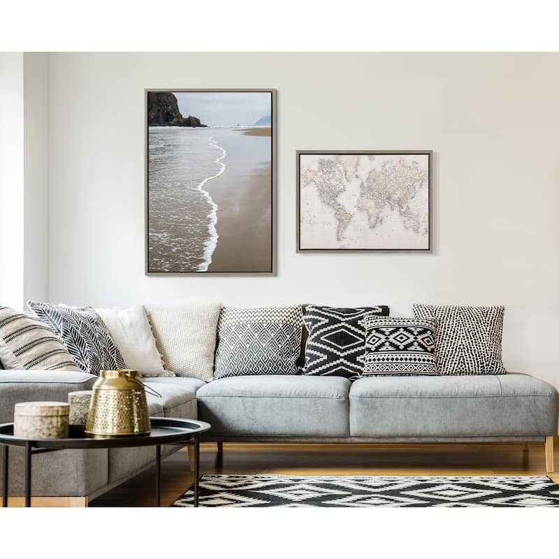 Kate and Laurel Sylvie World Map Canvas by The Creative Bunch Studio