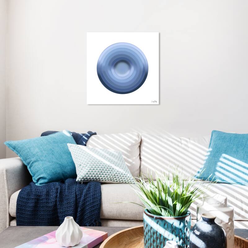Wynwood Studio Abstract Corey Paige - Ombre Blue Circle Print Blue and Modern & Contemporary Wall Art Canvas Print - 20 x 20