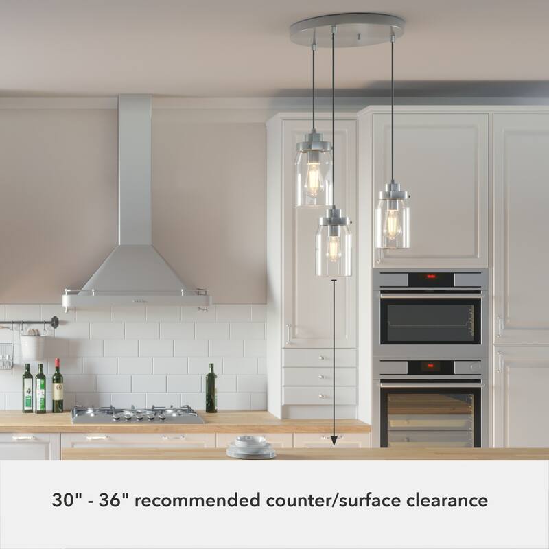 Hunter Devon Park 3-Light Round Cluster Pendant - Kitchen Island, Dining Room, Entry - Farmhouse, Rustic