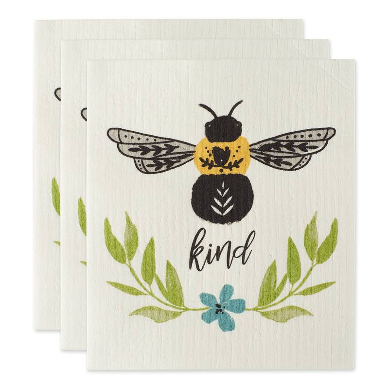 DII Black & White Swedish Dishcloth, 3 Piece - Bee Kind