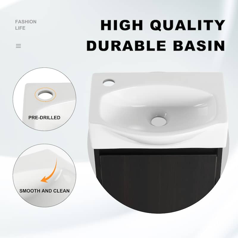 BNK 16"/20"/24"/30"/36" Single Sink Bathroom Vanity with Soft Close Door and Shelf