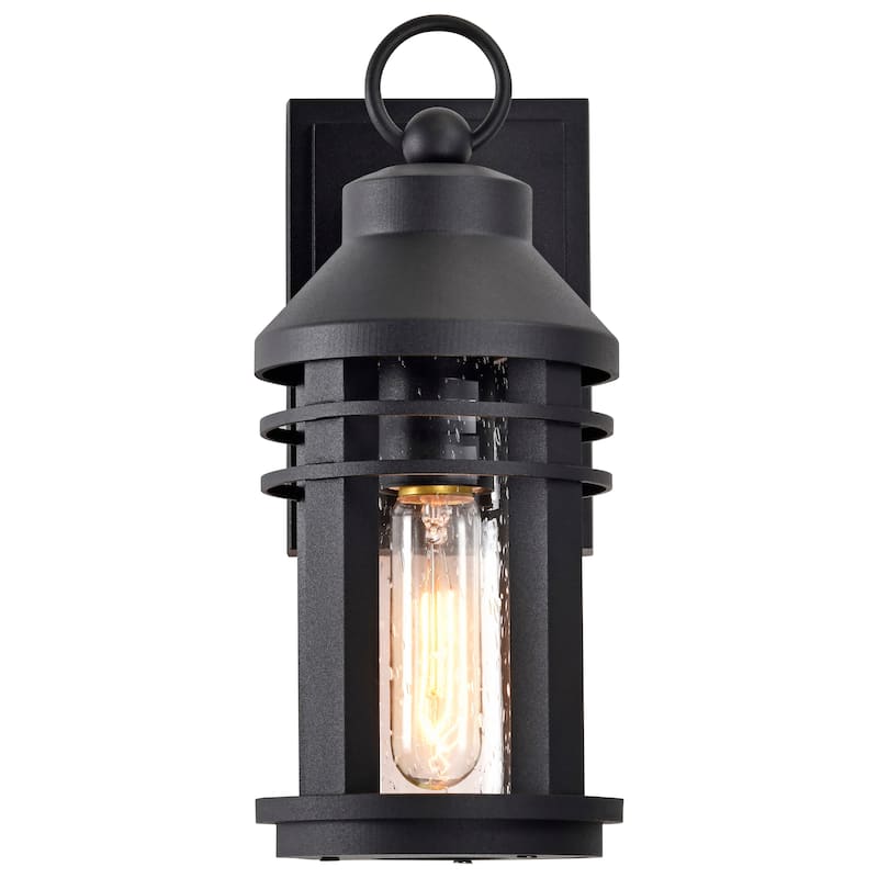 Wilton 1 Light Small Wall Lantern Matte Black with Clear Seeded Glass