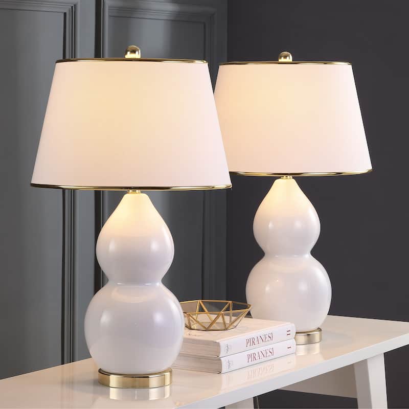 SAFAVIEH Lighting Julianna 26-inch Double Gourd White Table Lamp (Set of 2) - 16"x16"x26.5" - 16"W x 16"D x 27"H