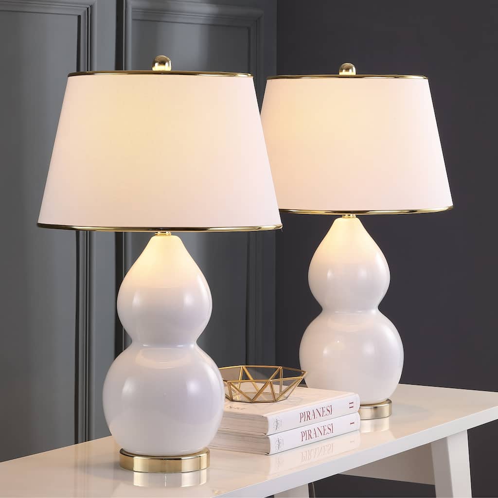 SAFAVIEH Lighting Julianna 26-inch Double Gourd White Table Lamp (Set of 2) - 16"x16"x26.5" - 16"W x 16"D x 27"H