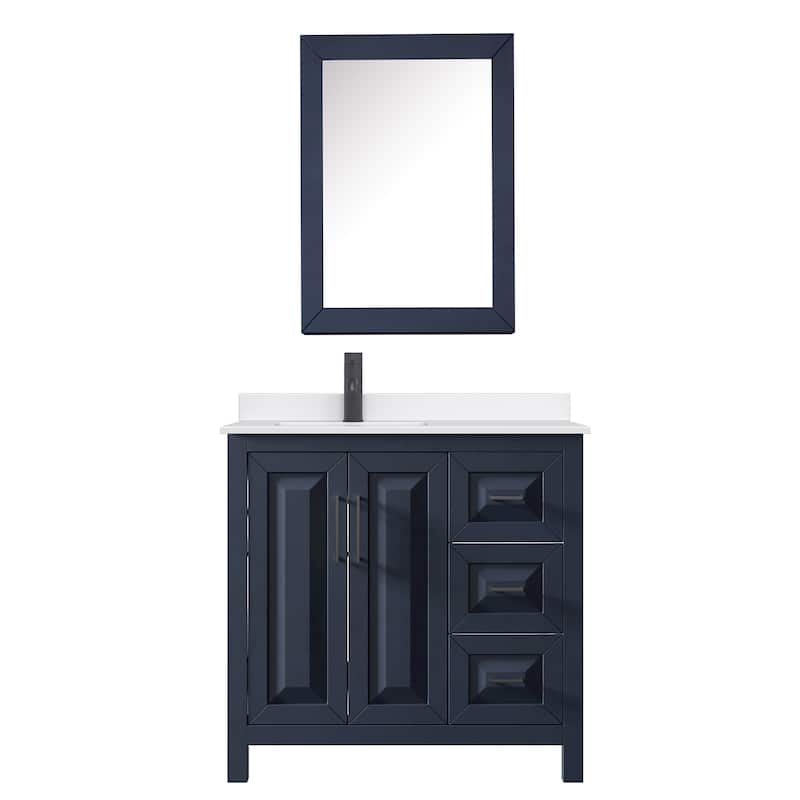 Daria 36-inch Single Vanity, Single Hole Quartz Top, Med Cabinet