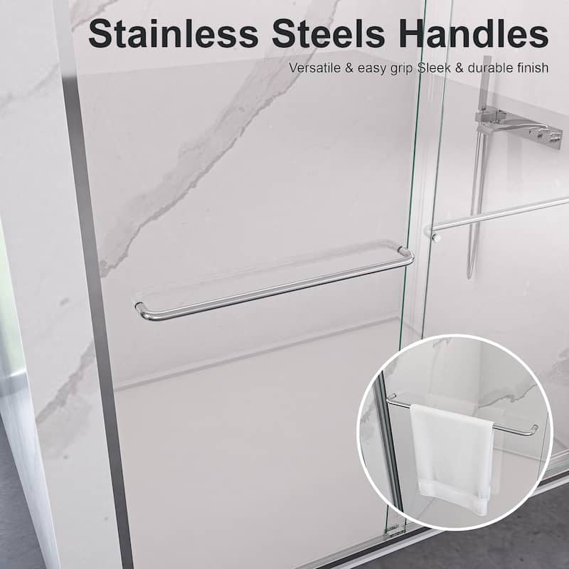 Semi-Frameless Double Tempered Glass Sliding Shower Door,1/4" Thick