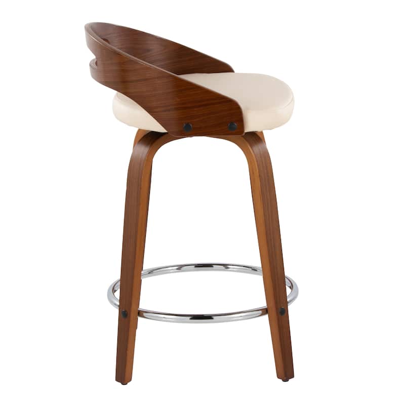 Carson Carrington Sadie 24" Fixed-Height Counter Stool with Bent Wood Legs & Round Footrest (Set of 2)