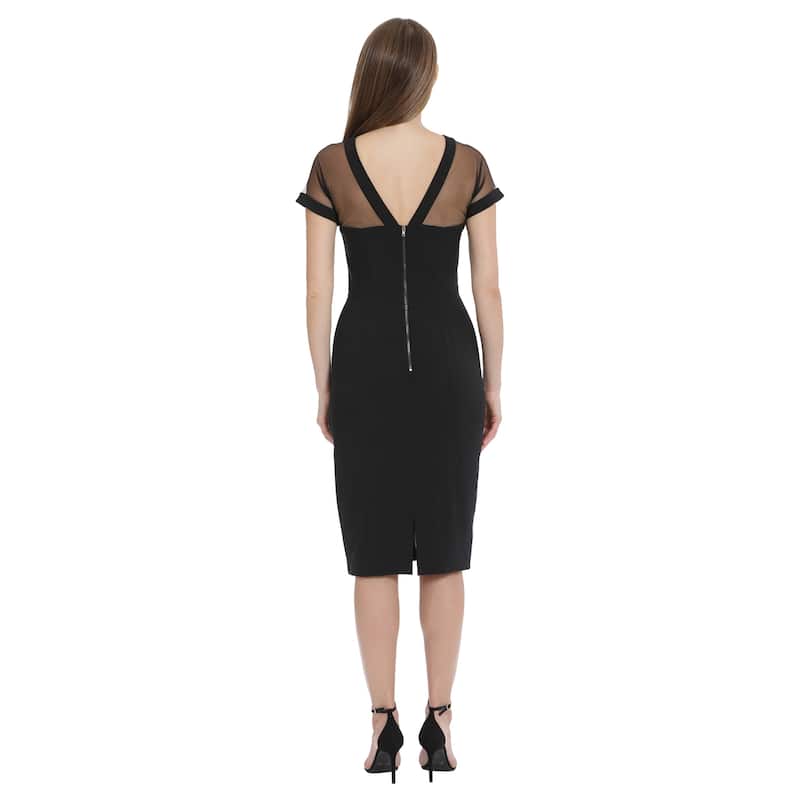 Maggy London Illusion Cap Sleeve Sheath Dress