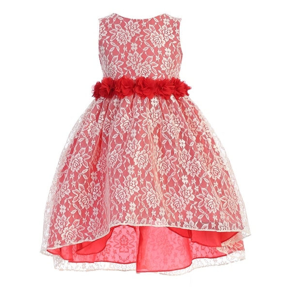 Ellie Kids Multi Color Lace Rhinestone Sash High Low Easter Dress Girls. Opens flyout.