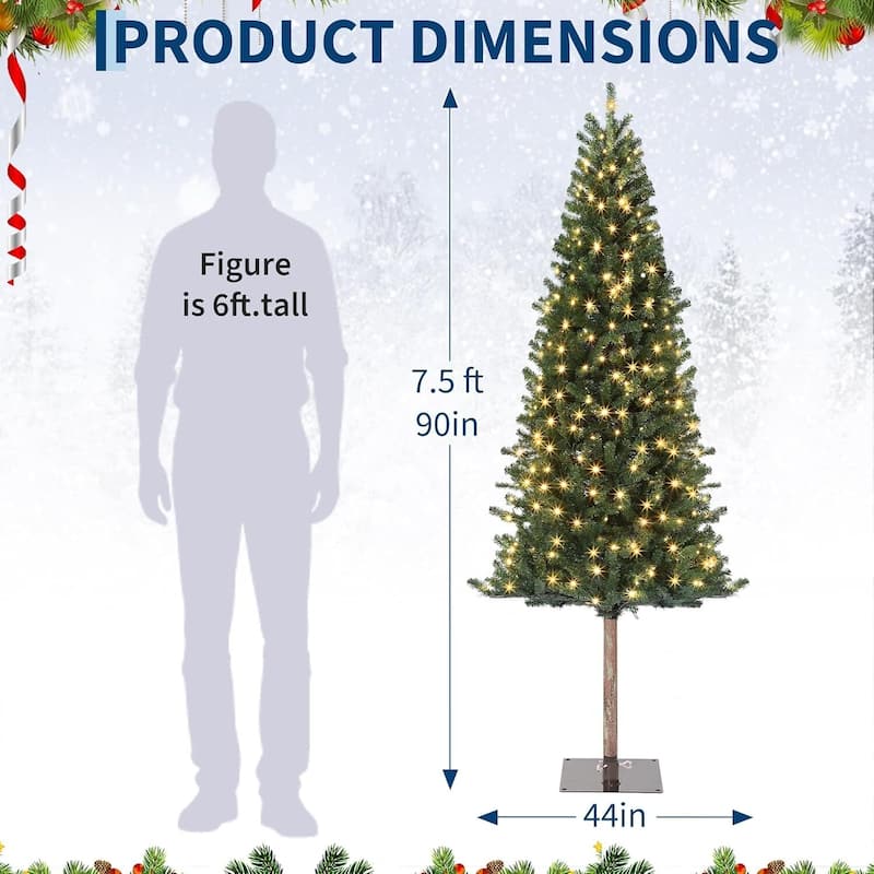 6/7.5FT Pre-Lit Pencil Christmas Tree with Warm White Lights - N/A