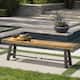 Catriona Outdoor Rustic Acacia Wood Bench by Christopher Knight Home - Teak Finish + Rustic Metal