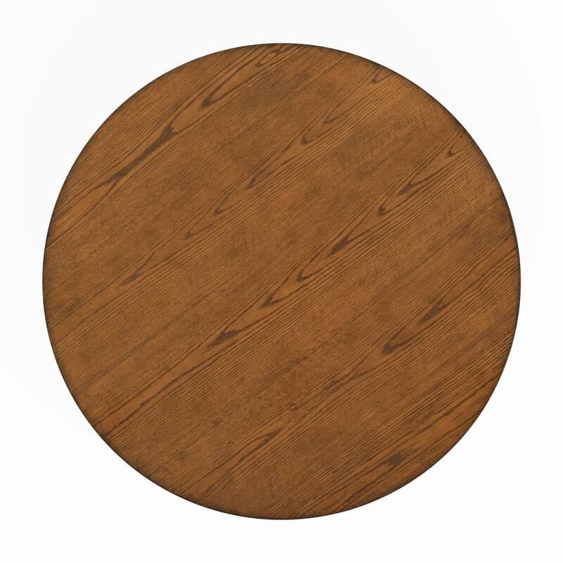 Mid-Century Solid Wood Round Dining Table, Walnut Table