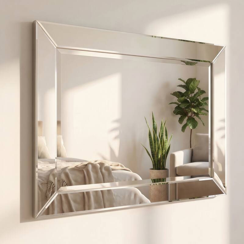 Beveled Rectangular Clear HD Wall Mounted Mirror for Bathroom, Vanity, Bedroom Mirrors, 3 sizes