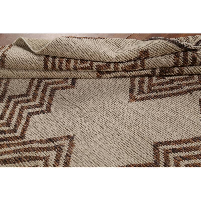 Modern Geometric Moroccan Oriental Area Rug Hand-Knotted Wool Carpet - 8'1"x 10'8"