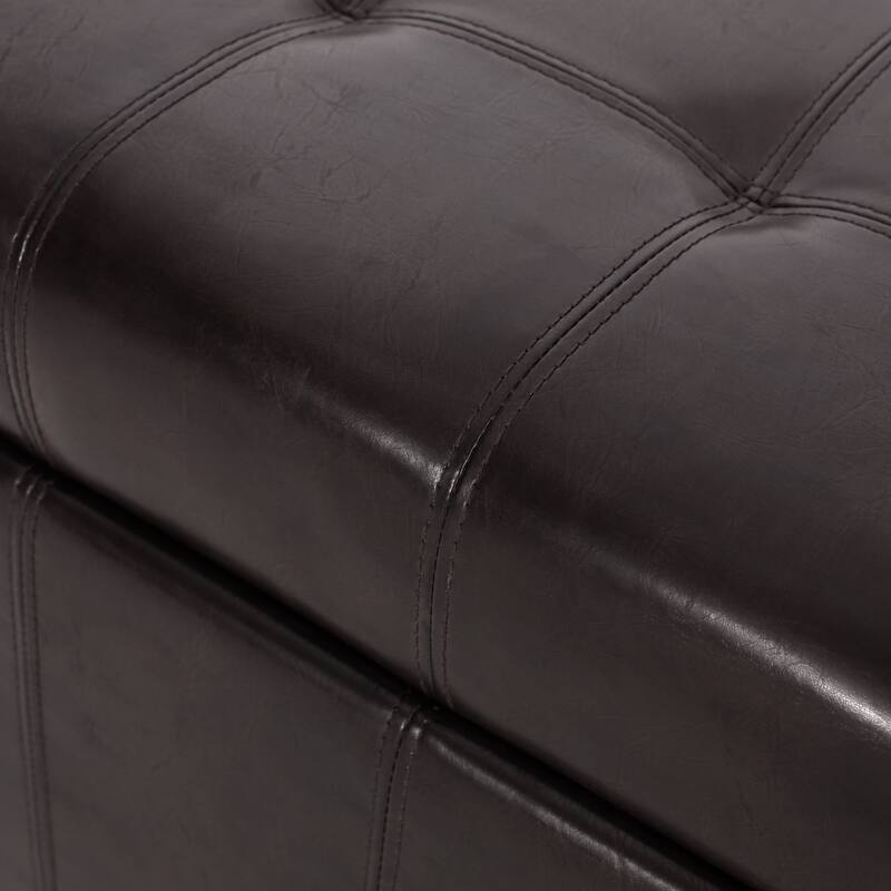 Alexandria Contemporary Tufted Bonded Leather Storage Ottoman by Christopher Knight Home
