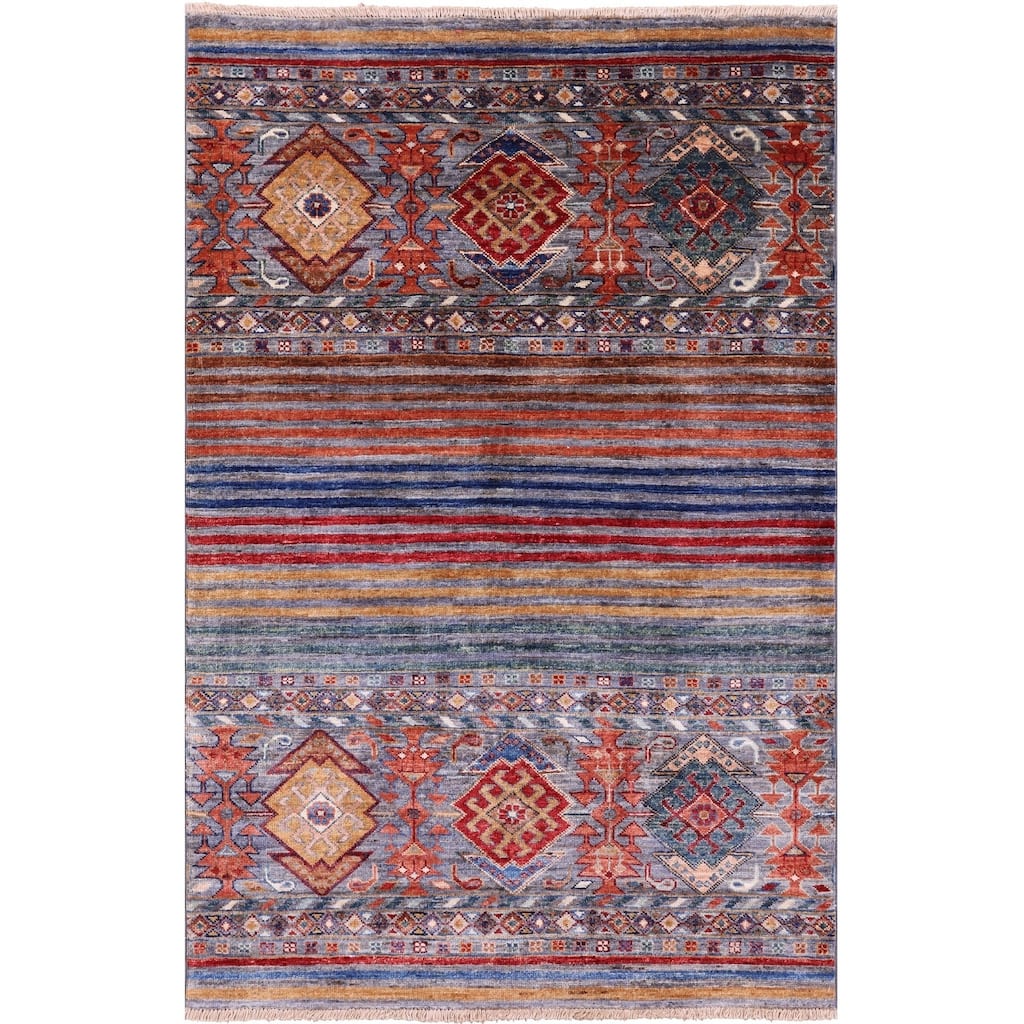 Golden Nile Khorjin Persian Gabbeh Handmade Wool Rug - 3' 3" X 4' 10"