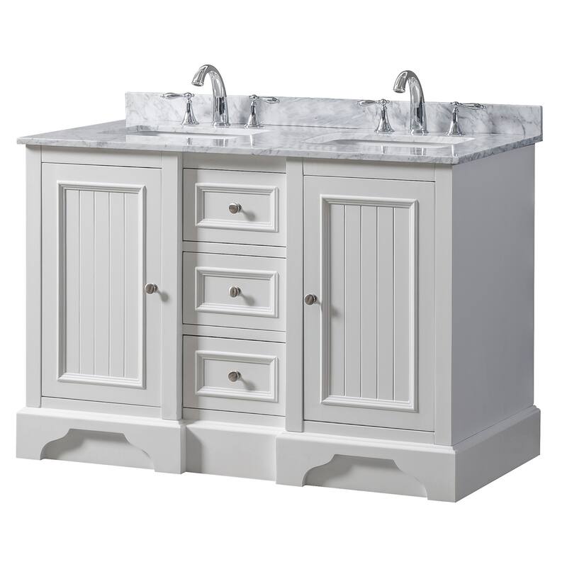 Kingswood 48 in. Vanity in White with White Carrara Marble Top