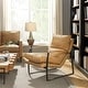 preview thumbnail 3 of 15, Art Leon Art Leon Comfortable Genuine Leather Accent Lounge Chair with Cushion Seat Light Brown