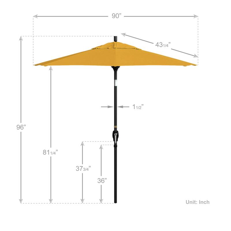 California Umbrella 7.5' Round Crank Lift Push Button Tilt Black Aluminum Patio Umbrella with Pacifica Pacific Blue Fabric