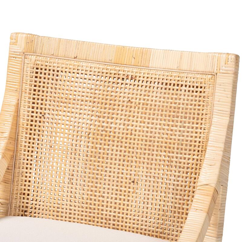 Alexis Natural Rattan Dining Chair - Handcrafted Wingback Accent Chair with Woven Back and Removable Seat Cushion, Boho Seating