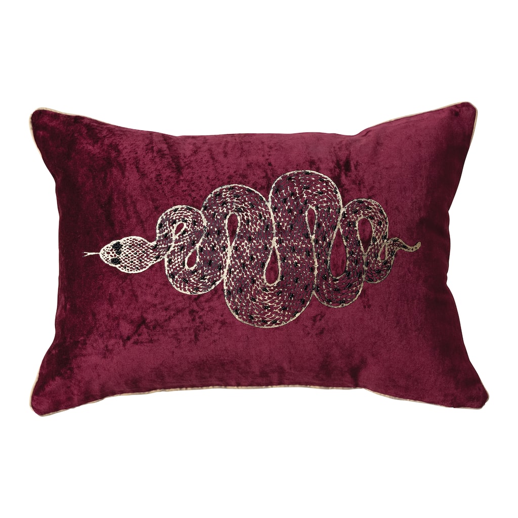 Cotton Velvet Printed Lumbar Pillow with Foil, Beads and Piping